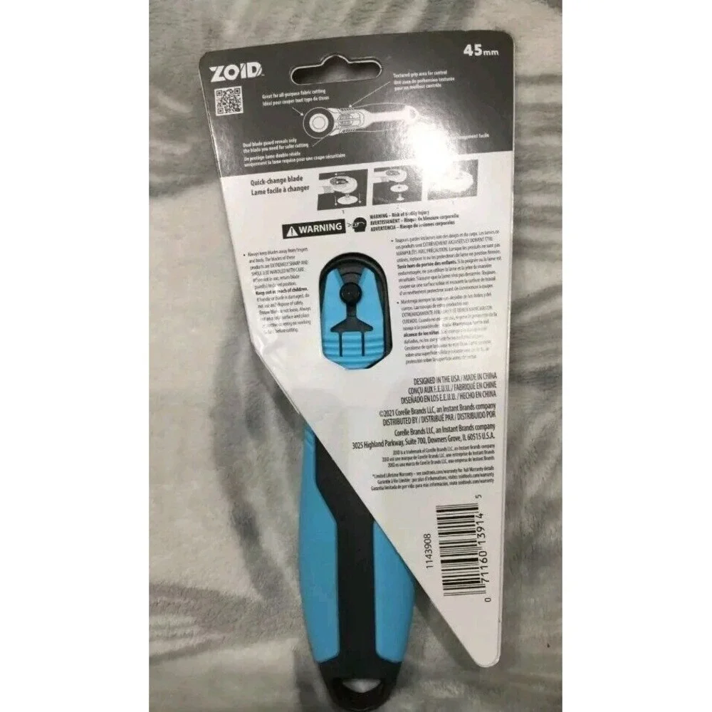 ZOID Tools‎ 45mm Rotary Cutter with Soft-Touch Handle Blue New